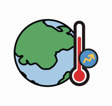Küresel ısınmanın bir işareti olarak termometresi olan Dünya sıcaklığı simgesi
