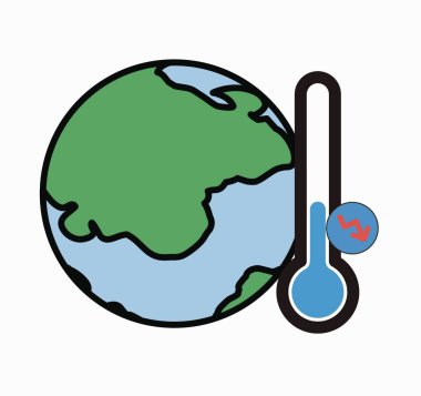 Küresel ısınmanın bir işareti olarak termometresi olan Dünya sıcaklığı simgesi