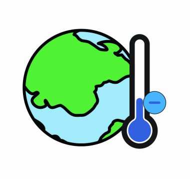 Küresel ısınmanın bir işareti olarak termometresi olan Dünya sıcaklığı simgesi