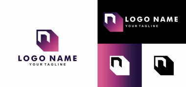 Harf n blok logo tasarım vektör şablonu. Düzenlenebilir Dosya.