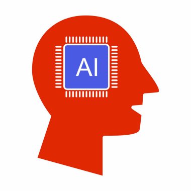 Yapay zeka için ikonu doldur. Teknoloji veya eğitim için minimalist katı çizgi sembolü tasarımı.