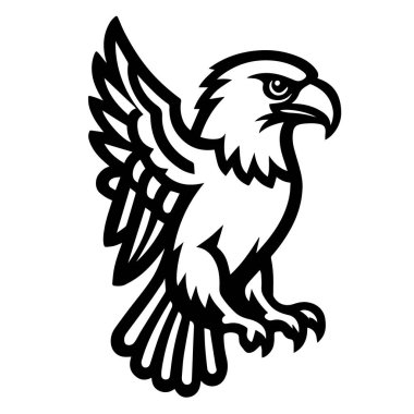 Görkemli kartal silueti vektörü. Logolar, maskot tasarımları ve özgürlük simgeleri için yüksek kaliteli siyah beyaz yırtıcı kuş. Çok yönlü yaratıcı projeler için güçlü, profesyonel SEO grafikleri.