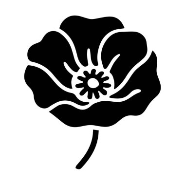 Siyah-beyaz asgari haşhaş çiçek çizgisi sanat vektörü. Logo, dövme, anma sanatı, botanik tasarımı, duvar dekorasyonu ve modern minimalist projeler için mükemmel bir çiçek sembolü..