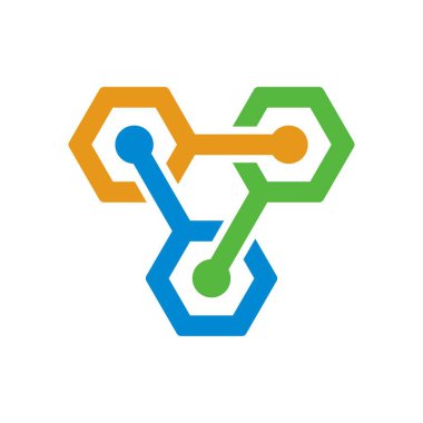Üçlü Zincir Takım Çalışması Sosyal Logo soyut tasarım vektör çizimi
