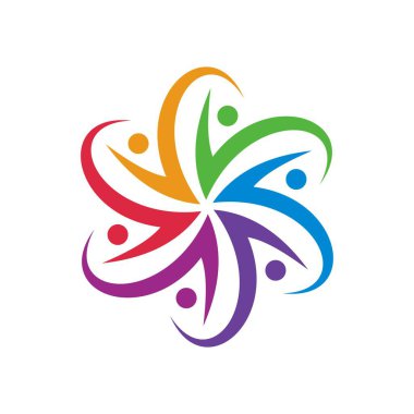 Sosyal Logo tasarım vektörü. People simge illüstrasyonunun nokta yıldızı