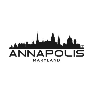 Siyah Binalar ile Annapolis Maryland City Skyline Siluet