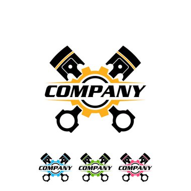 Mekanik logo seti, servis, mühendislik, onarım, piston şablonu