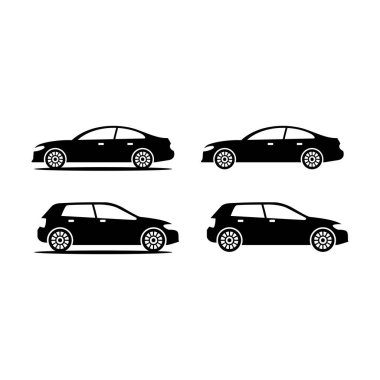 Beyaz arkaplan logo şablonu üzerindeki spor araba silueti