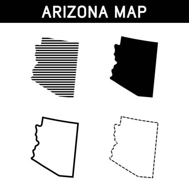 Arizona Haritası Siyah Şeffaf İzole Varyasyonlar. vektör şablonu