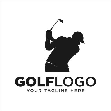 Golfçü ve golf topu logosu grafik tasarım şablonu