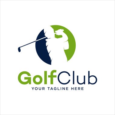 Golf logosu adam silueti. golf logosu vektörü izole edildi