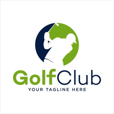 Golf logosu adam silueti. golf logosu vektörü