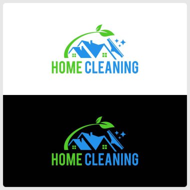 Ev Temizleme Hizmetleri Logosu Tasarım Vektörü Şablonu 1