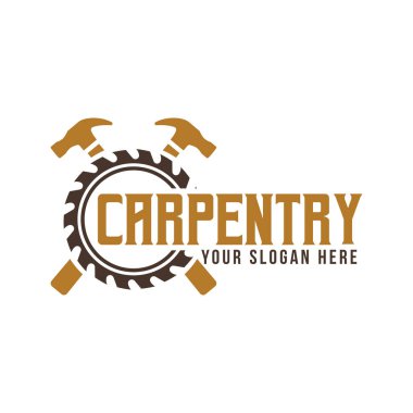Marangozluk, ahşap işçiliği, antika logo tasarım şablonu