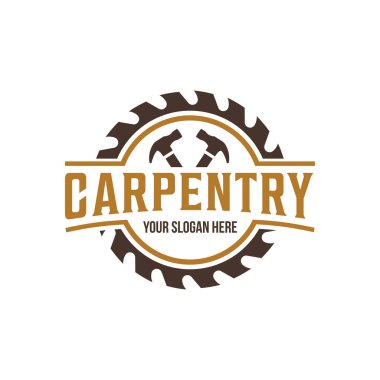 Klasik logo dairesel testere amblem siluet logo şablonu