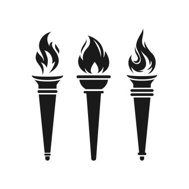 Beyaz arkaplan şablonuna meşale yangın simgeleri ayarlandı