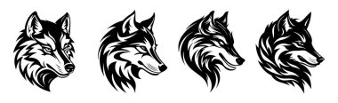 Kurt kafaları seti. Tasarımın için kafayı şekillendiriyorsun. Vektör illüstrasyonu