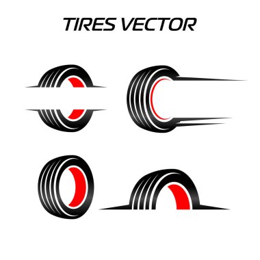 Siyah lastik lastik lastik seti. Tekerlekler.