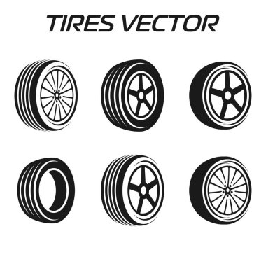 Siyah lastik lastik lastik seti. Tekerlek lastikleri. Araba lastiği izleri.
