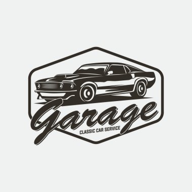 İllüstrasyon klasik araba logosu şablonu dizayn garajı 3