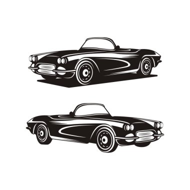 Vektör araba logosu, retro araba logosu şablonu