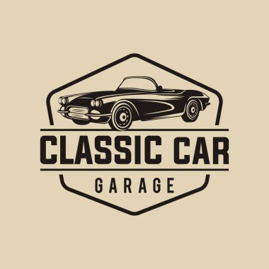 Retro araba logosu şablonu. Klasik biçim vektör illüstrasyon elemanı 2