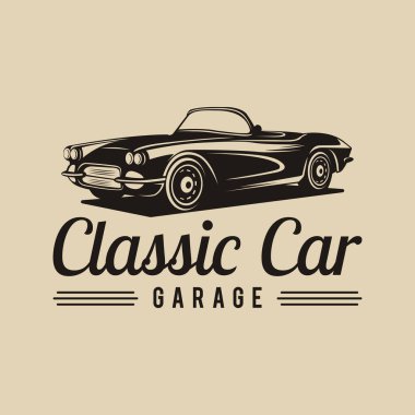Retro araba logosu şablonu. Klasik biçim vektör illüstrasyon elemanı 1