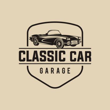Retro araba logosu şablonu. Klasik biçim vektör illüstrasyon elemanı 3