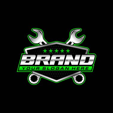 Otomatik servis logosu, rozet, amblem, şablon. Otomotiv için mükemmel bir logo.