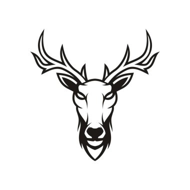 Geyik başı illüstrasyonu beyaz arkaplan şablonunda izole edildi