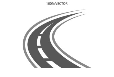 Katranlı yol veya otoyol simgesi logo vektörünün eğrisi