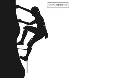 Uyarlamalı Kaya Dağcısı Silueti, Vektör, Simge, Logo tasarım şablonu
