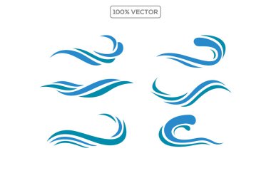 Su dalgası ikonu koleksiyonu. vektör şablonu çizimi