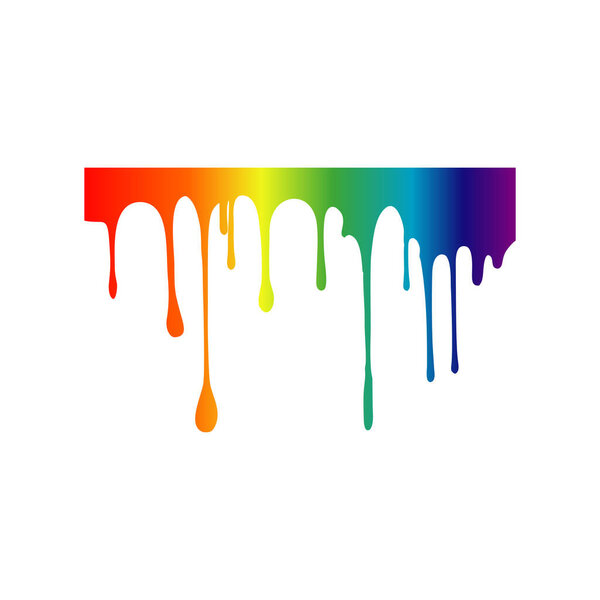 Rainbow paint drips. An abstract drop. White background vector