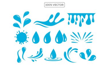 su tasarımı ögesi, damla, sıçrama simgeleri vektörü