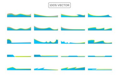 Web sitesi ve uygulama için soyut tasarım yeşil ayırıcı başlığı ve kenar kümesi. Web sayfası için bölme şekilleri üst ve alt. Web sitesi için farklı sınırlar. vektör şablonu