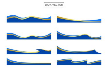 Sancak tasarımı için soyut sınır şekilleri. Beyaz arka planda altın çizgi bölümleri olan vektör başlığı. Web sitesi şablonları. vektör deposu