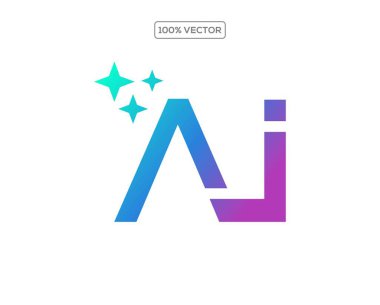 Yapay zeka ikon vektör seti oluşturur. Al oluşturulmuş düğme sembolü vektör şablonu