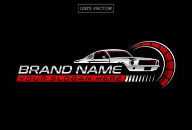 Klasik Araba Amblemi Logo Vektörü. Klasik Otomotiv Vektörü illüstrasyonu için en iyisi