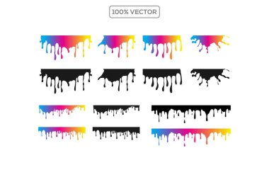 Renkli siyah erime damlaları veya sıvı vektör boya damlaları kümesi