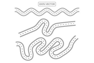 Road and Highway ikon koleksiyonu. Sokak, trafik, kavşak, tünel yolu, garaj yolu, otoban ya da asfalt yol, yol ayrımı, tünel, araçlar için yol. Vektör