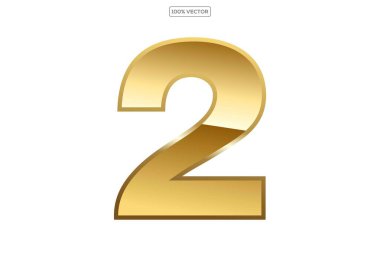 Şeffaf arkaplanda izole edilmiş altın kurdelelerden yapılmış sonları olan iki altın numara. Vektör dekoratif tasarım ögeleri şablonu