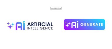 Yapay Zeka Yıldızları uygulaması logosu renkli. Oluşturulan komut ai uygulama sembolü koleksiyon şablonu illüstrasyonu