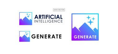 Yapay Zeka Yıldızları uygulaması logosu renkli. Oluştur komut ai uygulama sembolü koleksiyonu şablonu