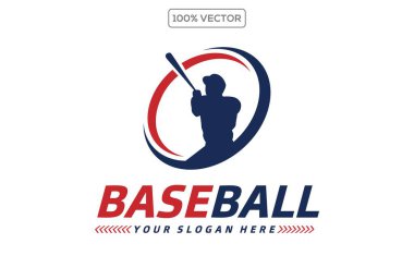 Beyzbol oyuncusu tasarım şablonu silueti ile şeffaf arkaplanda beysbol logosu illüstrasyonu
