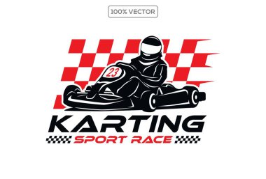 Kart yarışı galibi logo tasarımı vektör çizimi