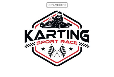 Yarış logosu vektörü izole edildi. Hazır Karting logo tasarım şablonu