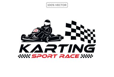 Go kart siluet logo tasarımı illüstrasyonu