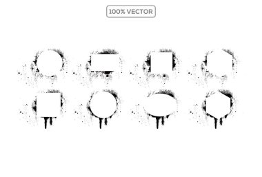 Grunge duvar yazıları, sprey boyalı çerçeveler. Siyah vektör dikdörtgenler ve kareler