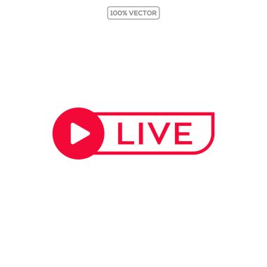Basit Canlı Yayın Düğmesi, Kırmızı Yayın Sembol Vektörü ResimleriComment
